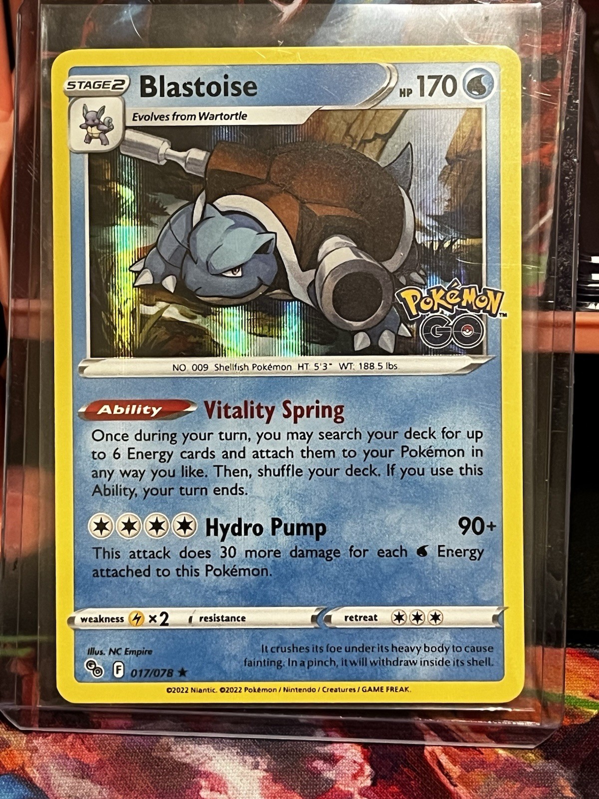 Pokémon TCG Blastoise Holo Rare Card 017/078 Pokemon Go NM - Corner
