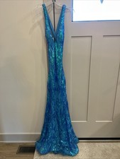 Jasz Turquoise/Blue Sequence Prom Dress Size 2