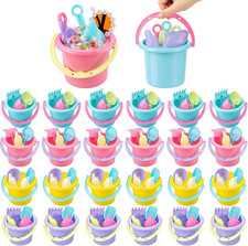 96Pcs Pastel Beach Party Favors - 24 Sets of 3.54" Sand Buckets and Shovels