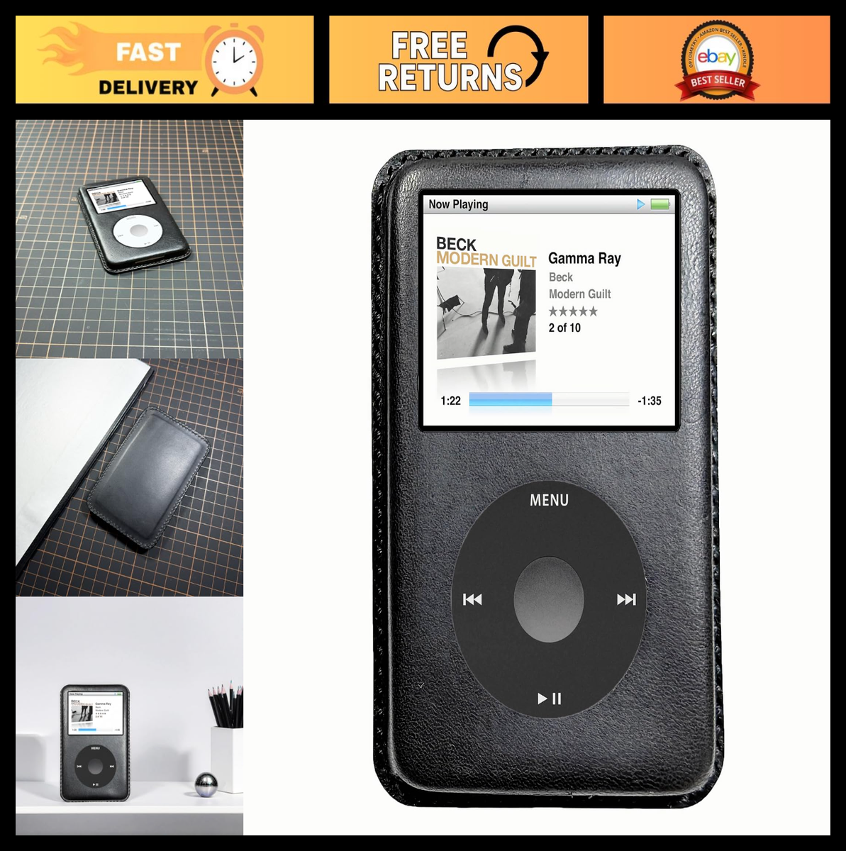 Handmade Leather Protective Case for iPod Classic 6th/7th Gen