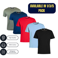 Mens T shirts 1/3/5 Pack cotton short sleeve plain crew neck Tee tops  S to 3XL