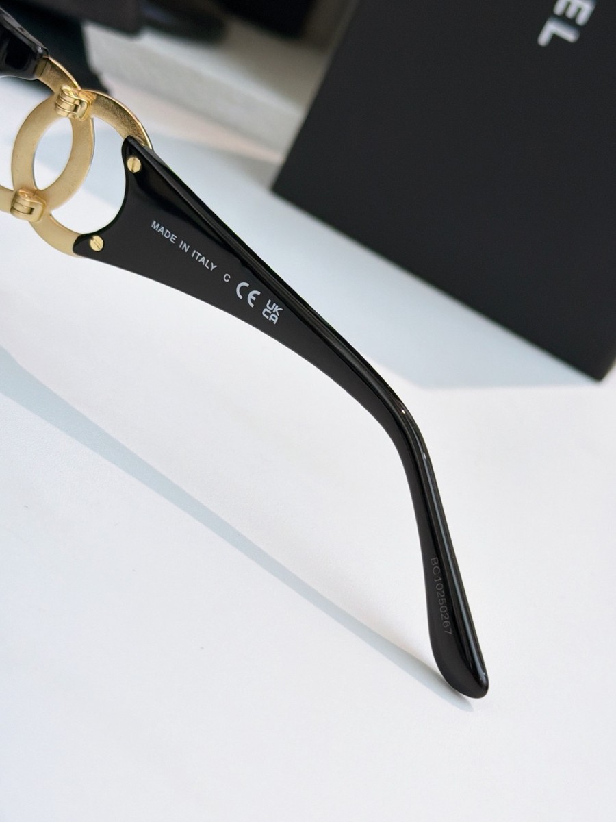 Chanel 6014 Sunglasses Women Vintage Black Brown CC Mark UV
