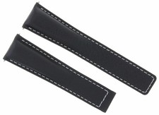 22MM LEATHER WATCH BAND STRAP DEPLOYMENT CLASP FOR TAG HEUER CARRERA BLACK WS