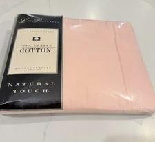 NEW Vtg Lady Pepperell Percale Full Fitted Sheet No Iron Cotton Pink Natural