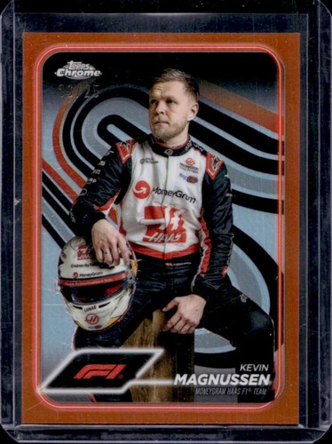 2024 Topps Chrome F1 Formula 1 Kevin Magnussen Orange Refractor Portrait #/25