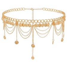 Chain Belt for Gold Silver Metal Waist Chain Body Waist Link Boho Belts for D...