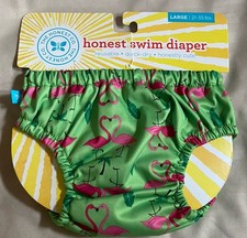 The Honest Company Swim Diaper Cover - Green/Pink Flamingos Girls/Toddler Large