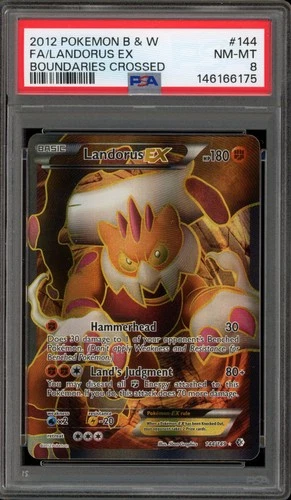 Pokemon Landorus EX Boundaries Crossed Full Art #144 PSA 8