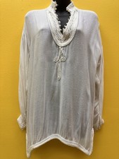 Vintage Indian Tunic Top with embroidery, white