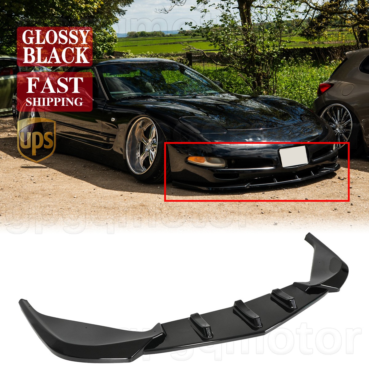 For Corvette C5 1997-2004 MX Style Gloss Black Front Bumper Lip Splitter Spoiler