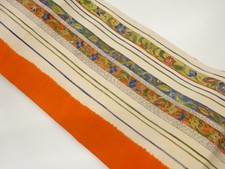 7596723: JAPANESE KIMONO JAPANESE NAGOYA OBI / CHIRIMEN / SEIGAIHA