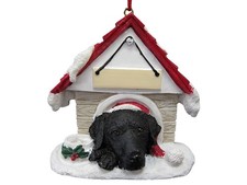Black Labrador Doghouse Ornament Hand Painted and Easily Personalized