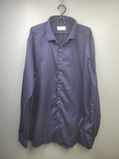 Eton Contemporary Signature Twill Navy Blue Solid Mens Size 47 / 18.5