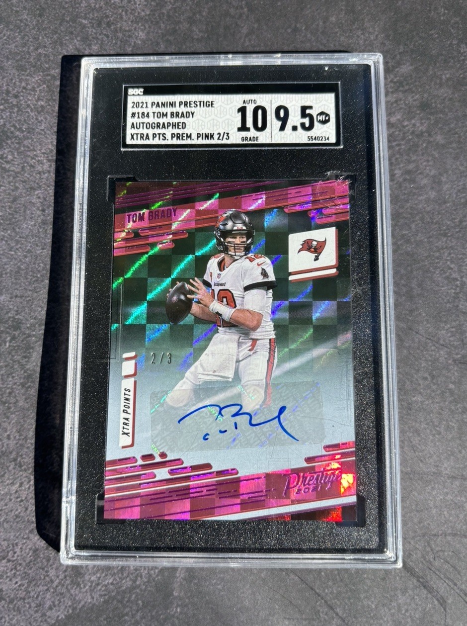 2021 Tom Brady Panini Prestige Pink Auto Autograph 2/3 SGC 9.5 AUTO 10 GRAIL 
