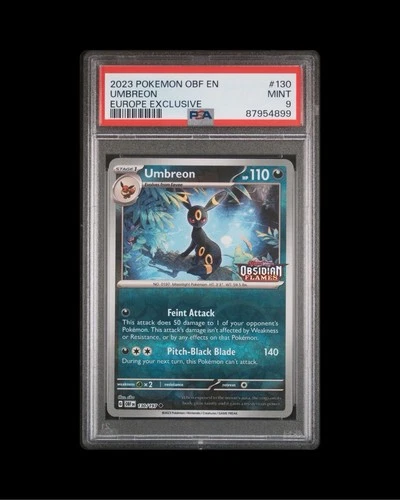 PSA 9 Umbreon #130  Obsidian Flames Stamped Europe Exclusive Promo
