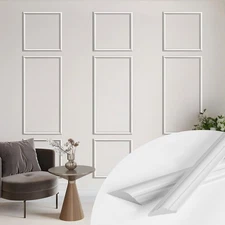 9-Frame Peel and Stick Wall Molding Kit, Pre-Cut 3D Wainscoting Panels Accent...