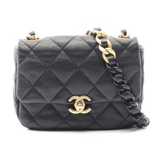 Chanel Mini Matelasse Lambskin Shoulder Bag Women Black One Size 679165