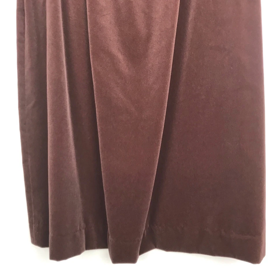 Vintage Linea V Midi Skirt Brown Velour Red V Waist Pockets Size 8 Made In USA - Image 3 of 4