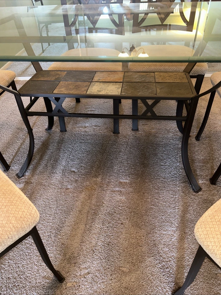 Juego de mesa de comedor de cristal para 6 Foto 3 de 4