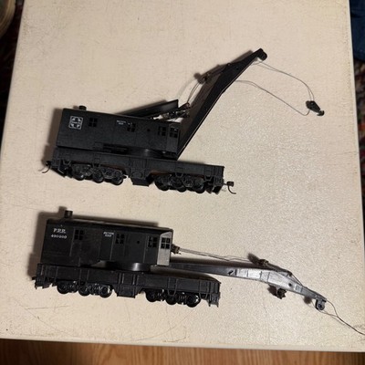 lot of 2 derrick crane car ho athearn black prr 490900 for parts see pics
