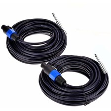 2 Pack 200ft 12AWG Speakon to 1/4" TS Male PA Speaker Cables Twist Lock