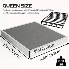 9" Queen Box Spring - Steel Mattress Foundation with Easy Clean Cover