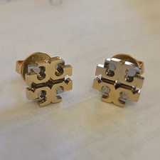 Tory Burch Gold & Silver Tone Logo Stud Earri...