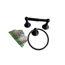 Antiqued Bronze Towel Ring Toilet Paper Holder Set Wall Mount with Hardware