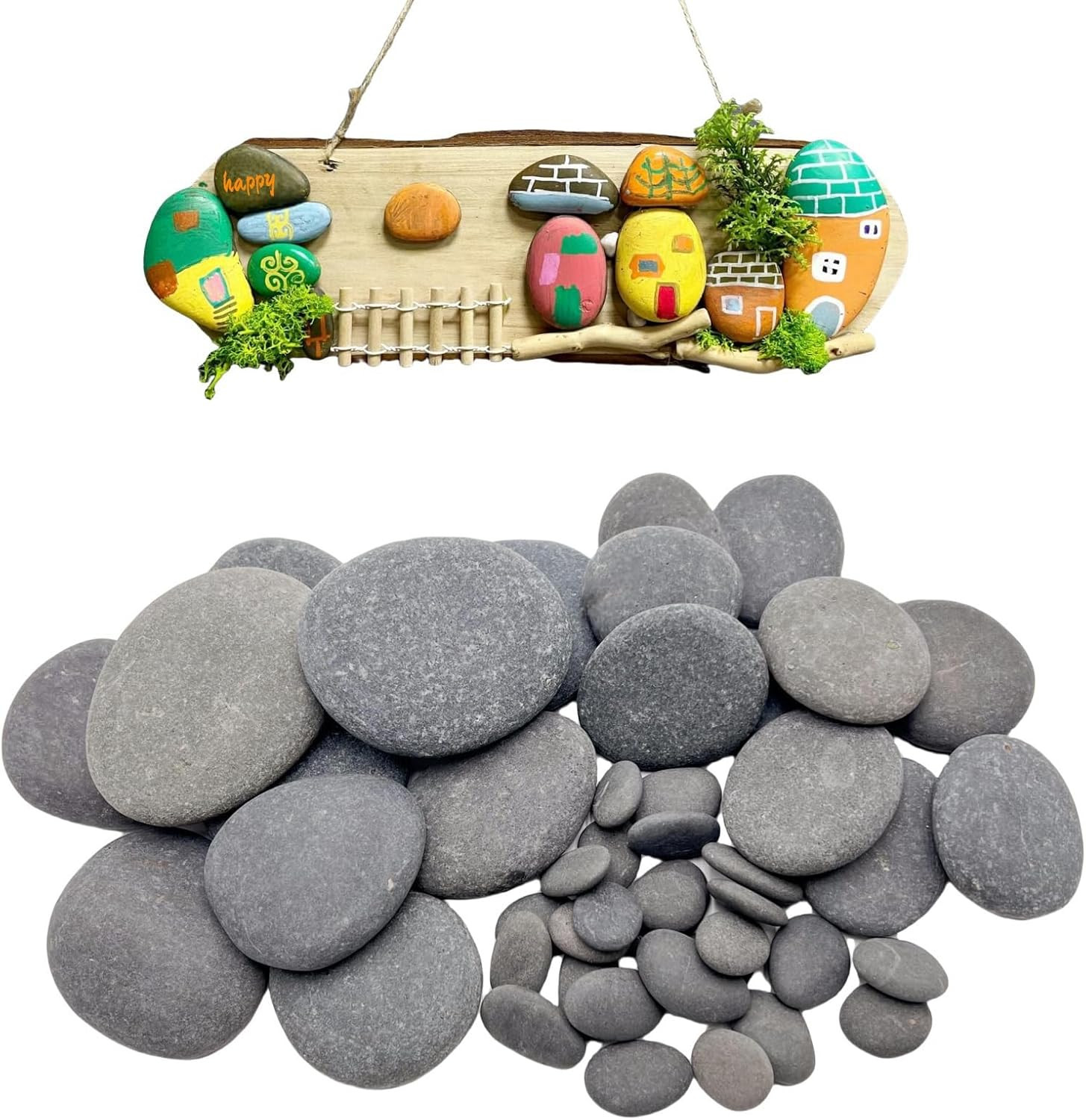 50PCS Flat Smooth River Rocks for Painting, DIY Arts and Crafts Decoration