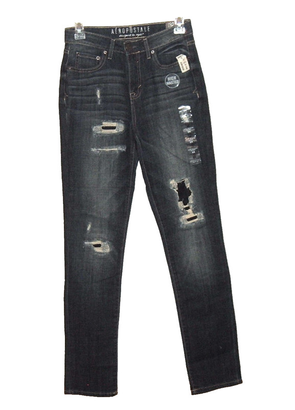NWT Aéropostale Distressed High Waisted Skinny Jeans 0R 0 Stretch 26 x 31.5