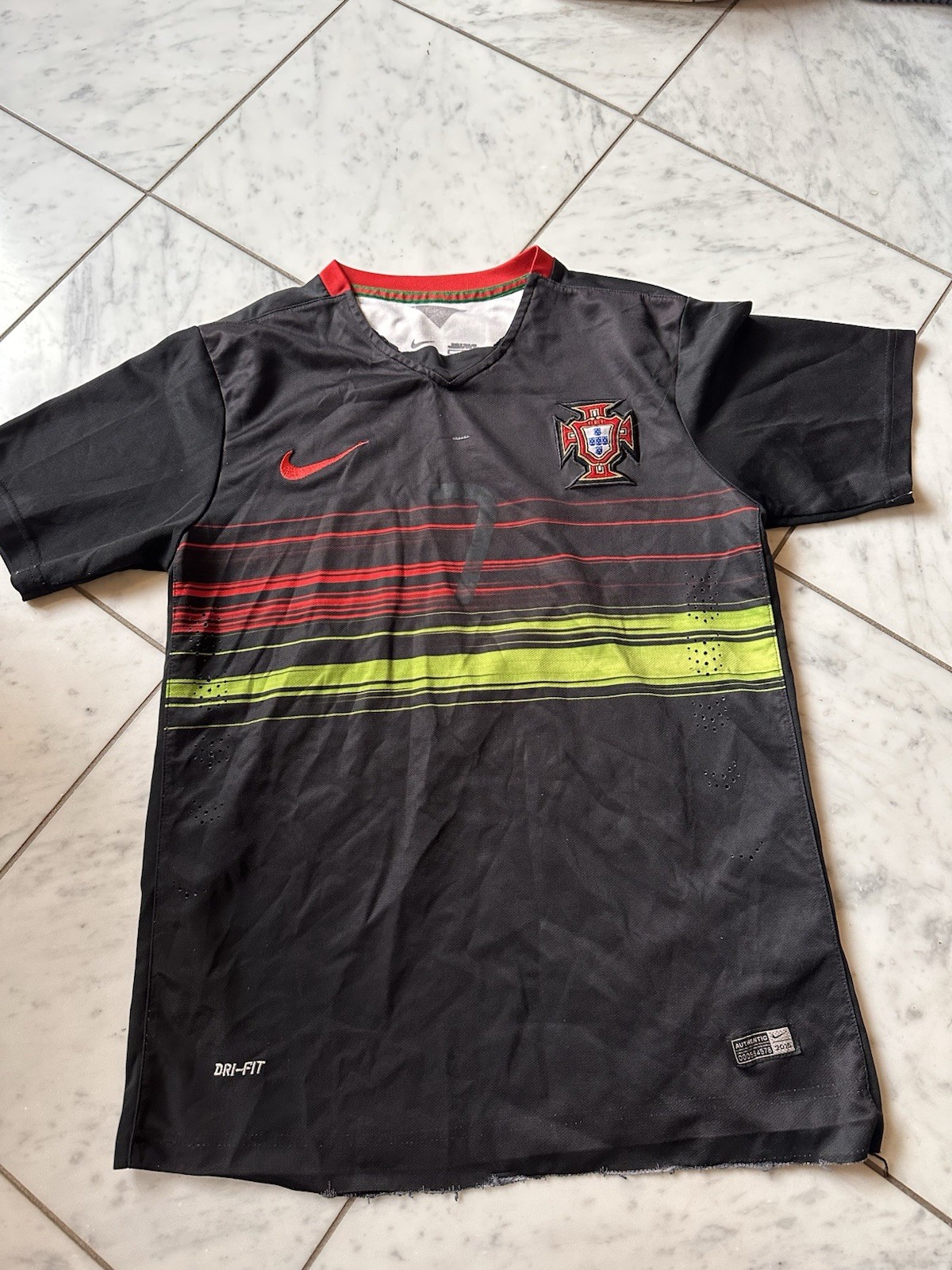 2015 Portugal Away Jersey #7 Ronaldo S Soccer CR7 Vintage Black Kit Small