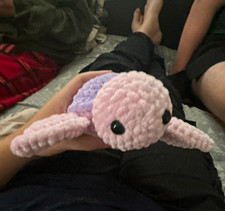 Handmade Crocheted Crochet Stuffed Turtle Plush Toy, Pink  Purple