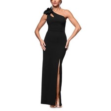 NWT X by Xscape One Shoulder Flower Side Slit Dress - size 16