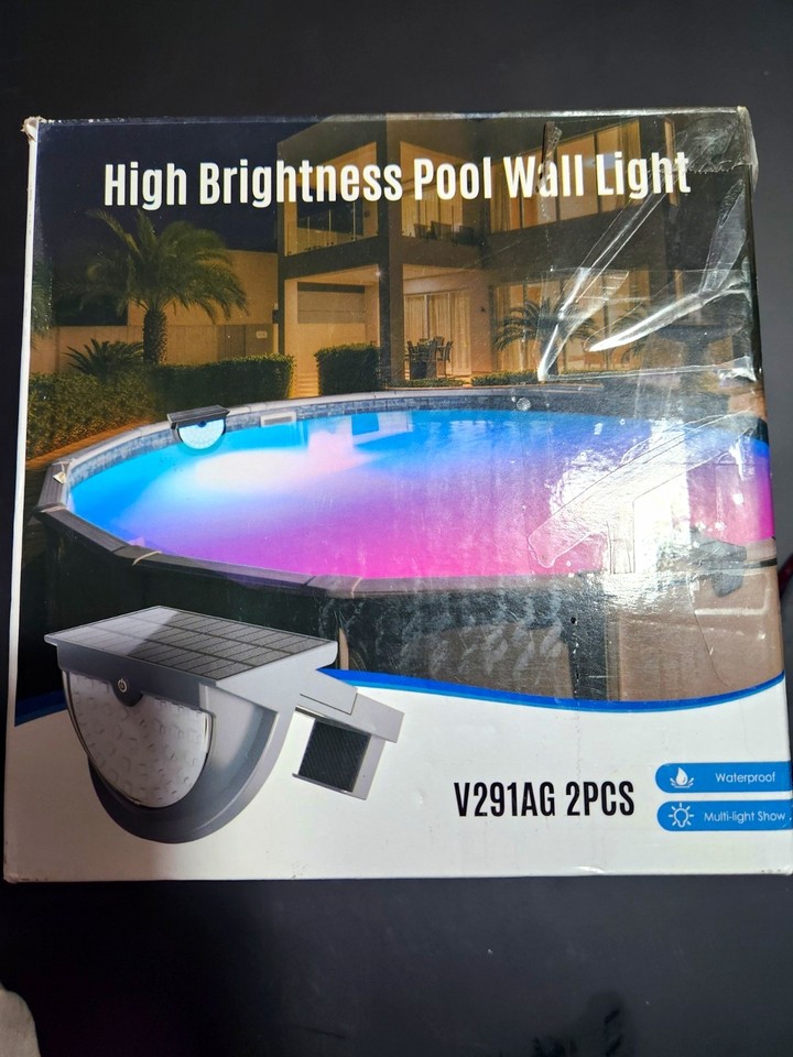 High Brightness Pool Wall Light 2PCS V291AG IP68 Multicolor Solar ...