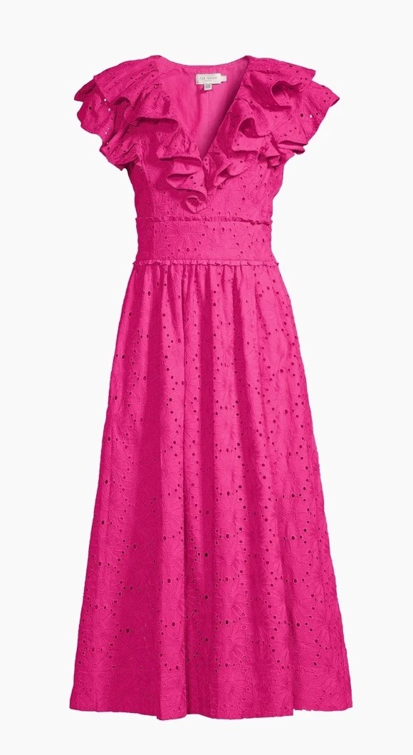 ted baker pink bridesmaid dress Ted Baker Pink Dress w/ sheer overlay and gemstones Retail 295.00 Size 0