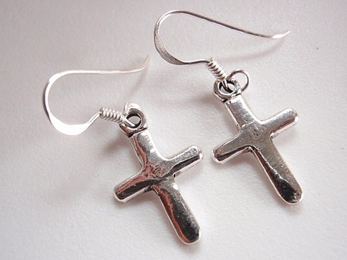 Beautiful Faith Star Of David & Cross Sterling Silver Dangle Earrings - .925 Silver Religious Jewelry