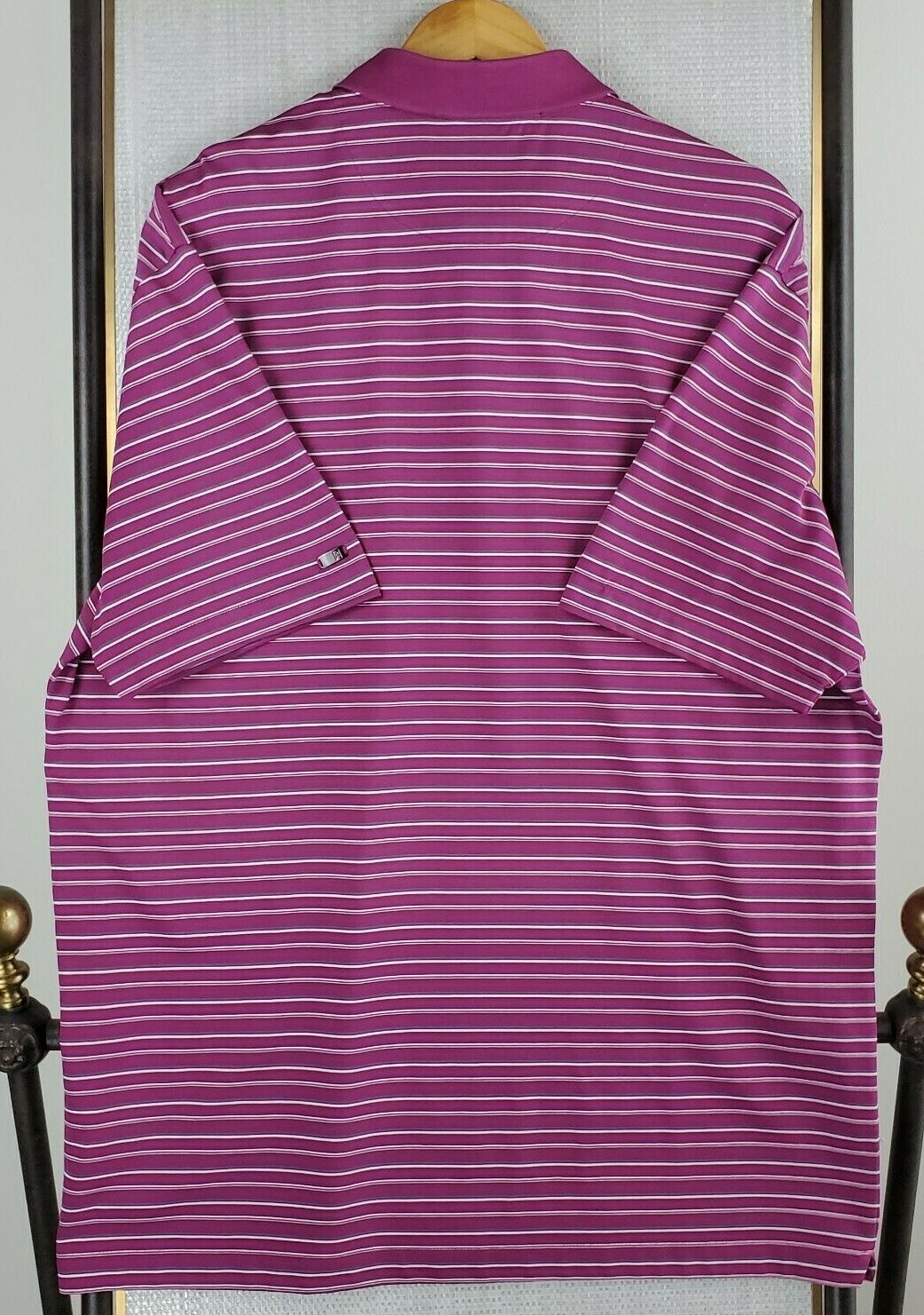 NIKE Tiger Woods Pinehurst XL Magenta Striped Golf Shirt image 5