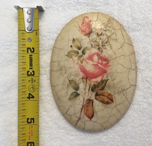 Vintage Decorative Oval Wall Decor Rose Painting Lil Shoppe 1972 - Picture 4 of 4