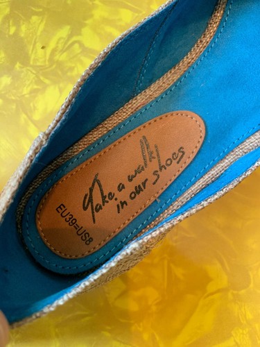 Piranda Cloth/Canvas Flat Multicolor Blue Navy Tan Women Size EU39 US8 NEW NIB - Picture 5 of 12