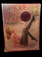 Vintage Opaque Panty Hose Purple Plum Tights Average One Size