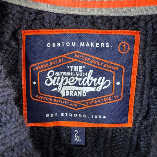 Superdry Men’s 2XL Blue Wool Blend Cable Knit Crew Neck Jumper - Picture 4 of 9