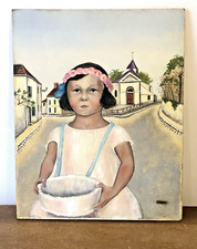 Madeleine Luka - jeune fille en procession - huile sur panneau