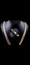 18k Gold Plated Cuban Link Chain. Necklace 22" inch