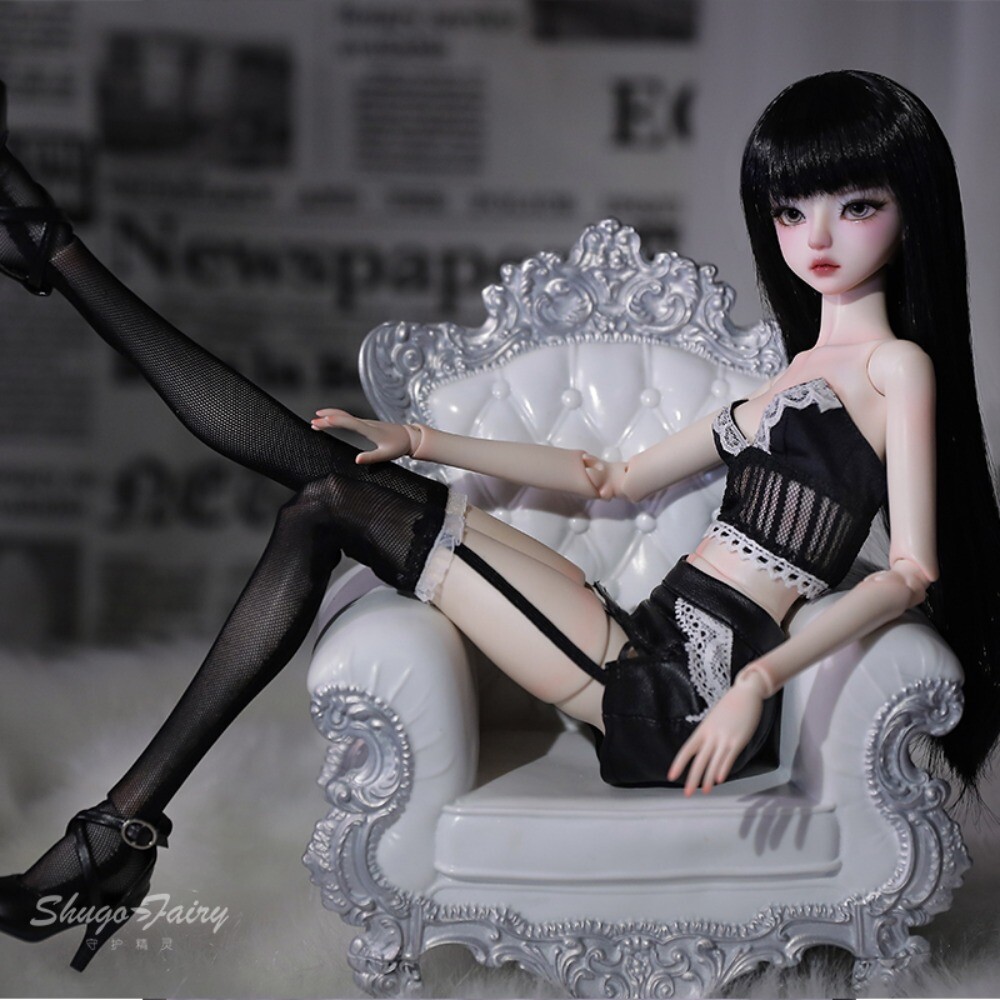 Full Set 1/4 BJD Doll Sexy Girl Black Stockings Doll Resin SD Ball Joint  Doll