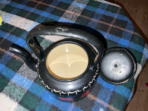Vintage black floral barge narrowboat medium kettle decorative - Foto 7 di 7