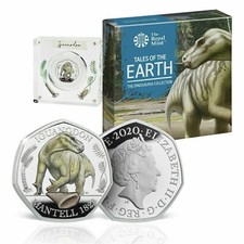 2020 Royal Mint Limited Edition Colour Silver Proof 50p Coin - Iguanodon