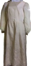Vintage Ivory wedding dress long Sheer-sleeve sheer embroidered overlay Sz Med