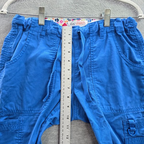 Koi Women Scrub Pants XS Blue Cargo 701 Cotton Polyester Spandex Drawstring - Picture 5 of 11
