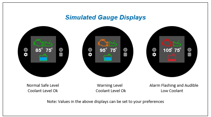 Engine & Transmission temp coolant level 52mm gauge - visual/audible alarms - Image 3 of 4