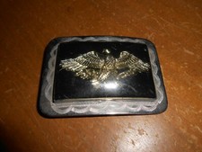 Vintage 1960s 1970s Eagle Western Native American Leather Belt Buckle 3.5"x2.5"